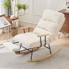 Modern Teddy Gliding Rocking Chair with High Back, Retractable Footrest, and Adjustable Recline for Nursery, Living Room, and Bedroom - Beige
