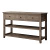 Console Table with Wood Frame and Legs; Sofa Table Entryway Table with 3 Drawers and 2 Open Shelves Wash Gray