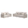 Nolan 95.5" Beige Linen Fabric Sofa and Loveseat Living Room Set with Pillows and Interchangeable Legs
