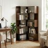 6 Tier Corner Bookshelf, 66" Tall L Shaped Bookshelf with Baffle, Freestanding Display Corner Shelf