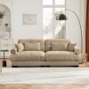 Large Size Modern Two-seater Sofa with Bolstered Armrests,Velvet 2-Seater Sofa With Waist Pillows and Throw Pillows , Suitable for Living Room , Loft