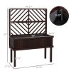 Raised Garden Bed with Trellis Wooden Elevated Planter Box Outdoor for Climbing Plants with Drainage Carbonized
