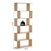 75.5" H 6-Tier Oak Wooden Bookcase, Storage Display Shelf, Room Divider Freestanding