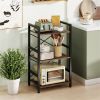 4-Tier Industrial Bookshelf (Rustic Brown+Black), Heavy-Duty Metal Frame & X-Shaped Braces