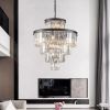 24" Luxury Crystal Chandelier with Black Finish – Elegant 15-Light 5 Tier Pendant Light Fixture for Living Room