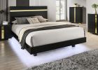 Modern Black 3pc Bedroom Set Queen Size Bed w LED 2x Nightstands Mattress Ready Furniture Acrylic Trim