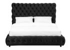 1pc Contemporary Upholstered King Bed Tufted Headboard and Footboard Bedroom Furniture Black