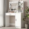 Vanity Desk with Mirror & Light, Large Drawer Three Level Storage Dresser, 3 Lighting Modes Adjustable Brightness, Bedroom Dressing Table(white)