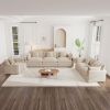 Modern Sofa Couch, 3 Piece Set Extra Deep Seat Sectional Sofa for Living Room, Oversized Sofa, 3 Seat Sofa, Loveseat and Single Sofa, Beige Chenille
