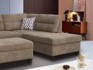 Diego 103.5" Brown Fabric Sectional Sofa with Right Facing Chaise, Storage Ottoman, and 2 Accent Pillows