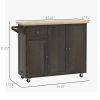 Kitchen Island Cart on Wheels with Triple-Cabinet Storage & Adjustable Shelf