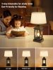 20.5in Black Farmhouse Bedside Table Lamp for Living Room, 3-Way Dimmable Touch Control Modern Nightstand Lamp with 2 Light for Bedroom, Home