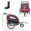 Elite 360 Swivel Double Child Red Bike Trailer, Secure Two-Wheel Bicycle Cargo Carrier with Safety Harnesses