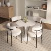 31.5" Round MDF Dining Table Set for 4, White Dining Table MDF Easy Clean with Durable Black Metal Legs