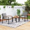 3 Piece Patio Furniture Set Outdoor Conversation Set with Coffee Table