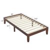 Basic bed frame, painted pine wood, brown, twin size, 189*96.5*30.5cm, wooden bed, single bed
