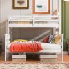 Wood Twin XL over Queen Bunk Bed with Ladder, White(Old SKU:GX000446AAK)