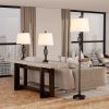 3 Piece Lamp Set with Floor and Table Lamps Metal Pole Round Base Fabric Shade for Living Room Bedroom Black White