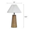 Wood Grain Finish Table Lamp with Pleated Shade
