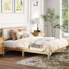 Queen Bed Frame with Headboard Queen Platform Bed Frame with Wooden Slats No Box Spring Needed Easy Assembly Natural