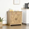 Farmhouse Buffet Cabinet Barn Door Style Sideboard for Kitchen Living Room Entryway Natural Wood Effect