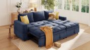 U_STYLE Soft Upholstered Sectional Sofa Bed with Storage Space, Suitable for Living Rooms and Apartments.