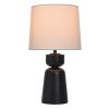 Wood Totem Table Lamp with White Linen Shade, 10"L x 10"W x 18"H
