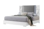 MOON WHITE MARBLE KING BED W/LED