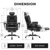 Office Chair Ergonomic 200 kg PU Leather Computer Chair with Lumbar Support and High Backrest, Ergonomic Desk Chair with Liftable Headrest, Black
