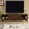 67.9 Inch Mid Century Modern Rattan TV Stand for TVs up to 75", Entertainment Cabinet, Media Console for Living Room Media Room