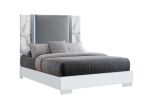 MOON WHITE MARBLE KING BED W/LED