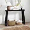 Black Solid Rubber Wood Narrow Console Table, 43" Space-Saving Entryway Table for Small Hallways