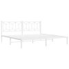 Bed Frame White Steel Full Bed Bed Frame Rectangular Modern