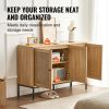 VEVOR Rattan Cabinet, Rattan Storage Cabinet with 3 Magnetic Doors and Adjustable Shelves, Sideboard Buffet Cabinet for Hallway, Entryway, Living Room