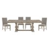 Traditional Style 5pc Dining Set Table with Extension Leaf and 4x Side Chairs Brownish Gray Finish Wooden Dining Kitchen Furniture