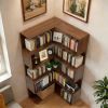6 Tier Corner Bookshelf, 66" Tall L Shaped Bookshelf with Baffle, Freestanding Display Corner Shelf
