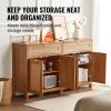 VEVOR Rattan Cabinet, Set of 2, Rattan Storage Cabinet with 4 Magnetic Doors and 2 Drawers, Sideboard Buffet Cabinet with Adjustable Shelves