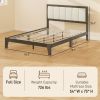 Full Bed Frame with Headboard Full Size Platform Bed Frame with Wooden Slats No Box Spring Needed Easy Assembly Walnut