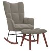 Rocking Chair With Stool Light Gray Velvet Medium Rocking Chair