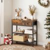 29.5" Narrow Console Table with 2 Fabric Drawers, Sofa Table, Small Entryway Table with 3-Tier Storage Shelves, Behind Couch Table, for Living Room