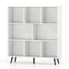 8 Cube Bookcase 3-Tier Modern Storage Organizer with 5 Metal Legs Bookshelves