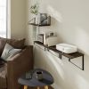 Floating Shelves Rustic Wood Wall Shelf, Small Bookshelf for Living Room, Office, Bedroom, with Metal Bracket