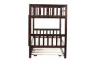 Twin Over Twin Rubber Wood Bunk Bed with Trundle, Convertible into Twin Size Beds, Twin Size Bunk Bed with Ladder and Safety Guardrails,Espresso