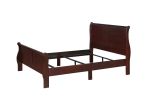 Louis Phillipe Brown Cherry Finish King Size Panel Sleigh Bed Solid Wood Wooden Bedroom Furniture