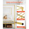 Queen Size Canopy Bed Frame, Metal Canopy Bed with Minimalist Headboard & Four Posters Design, Heavy Duty Steel Slats Support, Underbed Storage Space