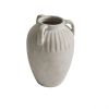 Three Handled Ceramic Vase, 10", Ivory