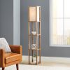 62.25" Modern Pull Chain Weathered Floor Lamp with Natural Square Shade
