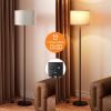 60'' Modern Floor Lamp with Remote, Tall Lamps for Living Room, Bedroom, Office, Dining Room, Beige Shade with Black Pole(Included Bulb)