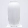 Indoor Speckled Ribbed Ceramic Vase, 16", White