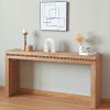 64in Rustic Wood Console Table – Elegant Entryway Table with Decorative Beaded Trim